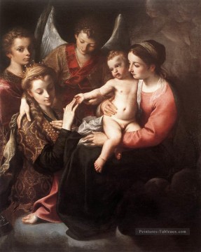 Le Mariage Mystique de Sainte Catherine Baroque Annibale Carracci Peinture à l'huile
